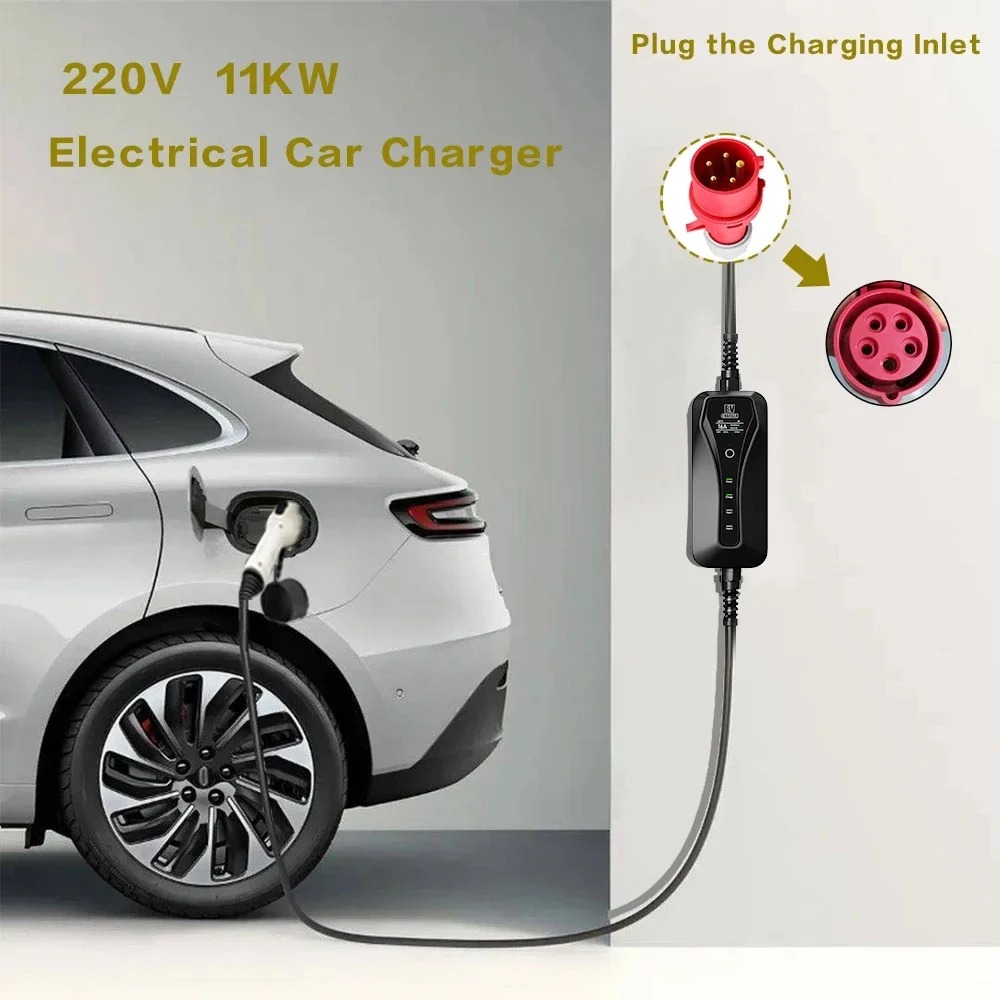 11KW 16A pengisi daya EV porta - Type 2 Portable Ev Charger 11Kw Cee ulasan dan harga