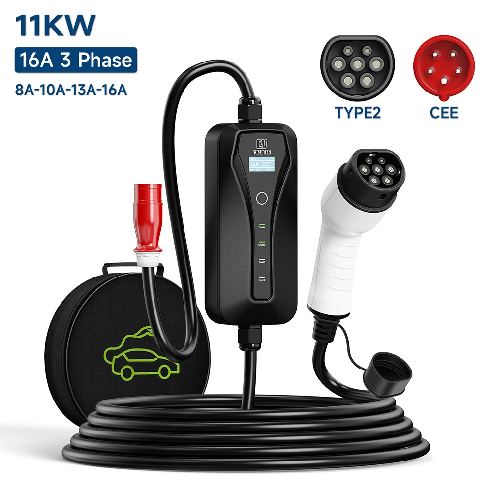 Pengisi daya mobil listrik por - Type 2 Portable Ev Charger 11Kw Cee ulasan dan harga
